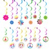 36 Count 60's Hippie Theme Party Foil Swirl Decorations, 60s