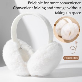 Wnddle Winter Ear Warmers, Ear Muffs for Women, Ear Warmers Women, Winter Earmuffs, Foldable, Removable, Washable, Plush Earmuffs, Cold Winter Accessories, for Women and Girls (White), White