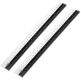 Dunzoom 2 Pcs Easy Read Ruler with Inches 12'' Simple Read Plastic Ruler 30 cm Dual Color Measuring Ruler 300 mm Scale Ruler Converter with Inches, Centimeters and Millimeters, Black White