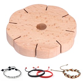 Bracelet Maker,Wood Plaited Disc Bracelet Tray,Kumihimo Disk 8 Slots Bracelet Making Board,Rond Kumihimo Beading Cord Disc for DIY Bracelet Braided Weaving Board