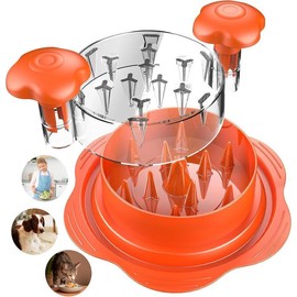 TTZZ Large Chicken Breast Shredder: Twist Design with Brush & Fork, Visible Meat Shredding Machine, Anti-Slip & Ergonomic, BPA-Free, Ideal for Pork, Beef & Chicken - Colour: Chicken separator orange
