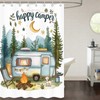 ICTEISOM Happy Camper Small Stall RV Shower Curtain Rustic Tree