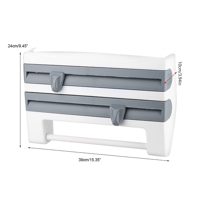 Paper Holder Storage Rack, Wall Mounted Plastic Wrap Foil Dispenser