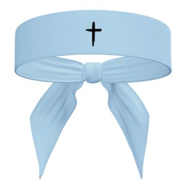 Cross Sports Head Tie Headband Sweat Black White - Christian Jesus God Scripture Bible Verse Faith Men's Football Accessories (Light Blue Headband)