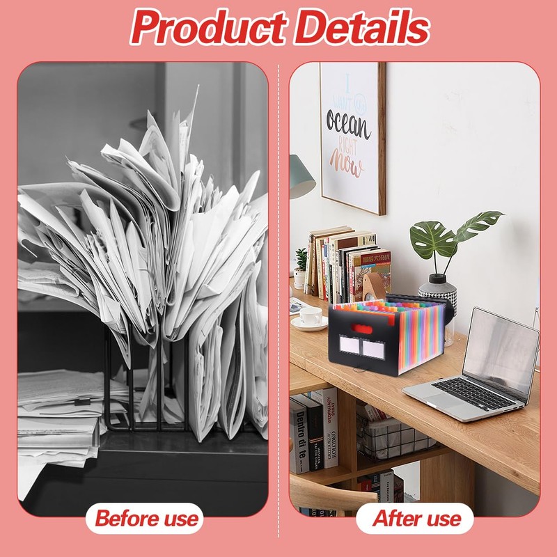 Document Folder A4 25 Compartments Large Capacity Sorting Folder Expanding