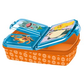 P:os 34242 - Pokémon Brotdose für Kinder mit 3 Fächern, Lunchbox aus Kunststoff mit Clip-Verschlüssen, Vesperdose für Kindergarten, Schule und Freizeit