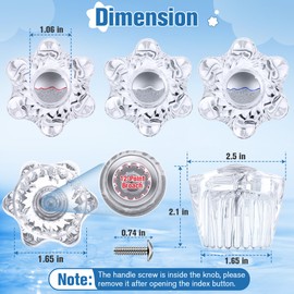 Enhon Shower Knob Replacement, Compatible with Pfister Contessa and Windsor Tub and Shower Faucets, Hot and Cold Faucet Handle Replacement, Newer Style, Clear Acrylic(3 Pieces)
