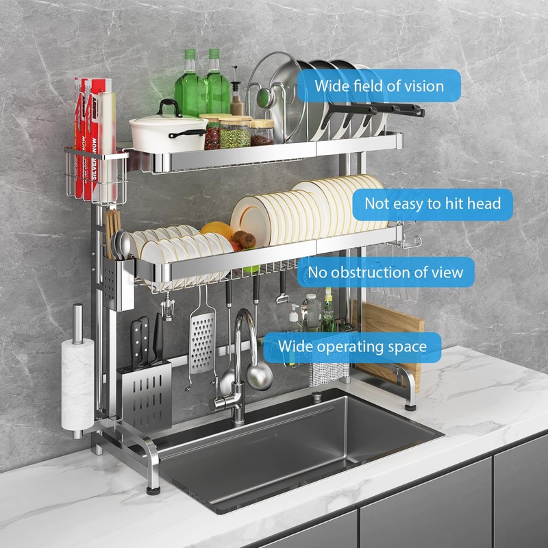 Shrivee Over The Sink Dish Drainer Drying Rack, Full Stainless