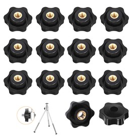 Star Grip Nut, Pack of 14 Internal Thread Clamping Button, M6 Clamping Nut, 32 mm Knurled Nut, Plastic Star Head Clamping Button, Button Female Thread, for Mechanical, Industry and Furniture, Black