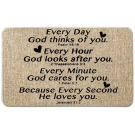 NYDECOR Christian Welcome Mat for Front Door Farmhouse Religious Door Mat Bible Verse God Doormat Home Floor Mats Non Slip Rubber Entrance Rug for Indoor Outdoor 17" x 28"