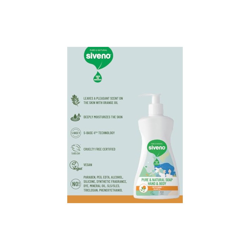 Siveno Pure&Natural Soap Hand&Body Orange Oil 300ml