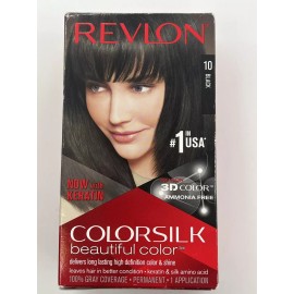 Revlon ColorSilk Beautiful Color, 10 Black ammonia free 3D color with Keratin 1