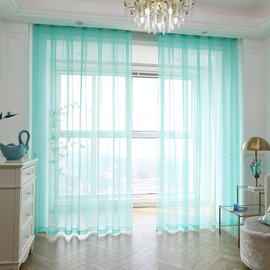Windows Lake - Cortinas traslúcidas de 108 pulgadas de largo, 42 pulgadas de ancho, juego de 2 paneles de cortina semitraslúcida, bolsillo básico para barra para recámara, niños, sala de estar, patio, cocina (azul lago, 42 pulgadas de ancho x 108 pulgada