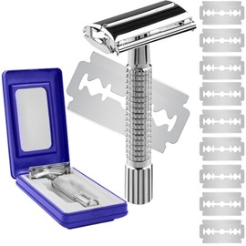 Double Edge Safety Razor for Unisex, 10 Platinum Coated Double Edge Safety Razor Blade Refills Safety Razo, Women Men's Razor with a Delicate Box, Fits All Double Edge Razor holder