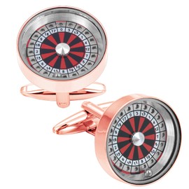 Rose Gold Tone Spinning Roulette Wheel Cufflinks For Men With Gift Box