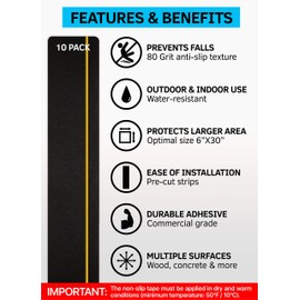 6”x30” Non-Slip Stair Treads Outdoor – (10-Pack) Reflective Anti-Slip Tape