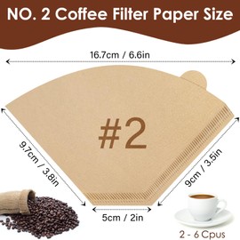 600 filtros de café #2 filtros de café sin blanquear 2 papeles de cono para goteo y compatibles con cafetera de vertido (2-6 tazas)