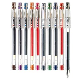 Pilot Hi-Tec-C 04 Gel Ink Pen, Ultra Fine Point 0.4mm, LH-20C4, 10 Color Set with Ecology Sticky Notes