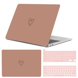 GABraden Compatible with MacBook pro 13 inch Case,2020-2016(A2338 M1 A2159 A2251 A2289 A1989 A1706) with Touch ID and 2 Pack Keyboard Protectors,Faux Skin Plush Laptop Hard Shell (Brown-L22)