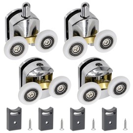 GYSRXS 4PCS Double Shower Door Wheels 23MM Curved Shower Door Rollers with Anti-Collision Block and Screws Shower Door Fixing Pulleys for 4-6MM Bathroom Glass Door