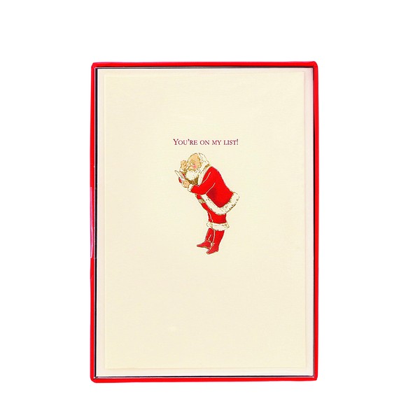 Graphique You’re on My List Cards | Pack of 15 Cards with Envelopes | Christmas Greetings | La Petite Noel Collection | Embossing and Gold Foil Accents | Boxed Set | 3.25" x 4.75"