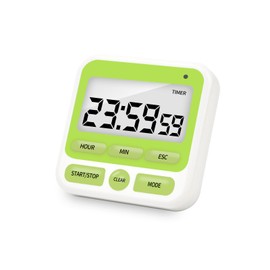 Fyueenix Multifunctional Kitchen Timer with Silent/Alert Mode, 24-Hour Clock, Memory Recall, Fast-Forward, and Magnetic Back for Cooking, Baking, Teaching(Green)