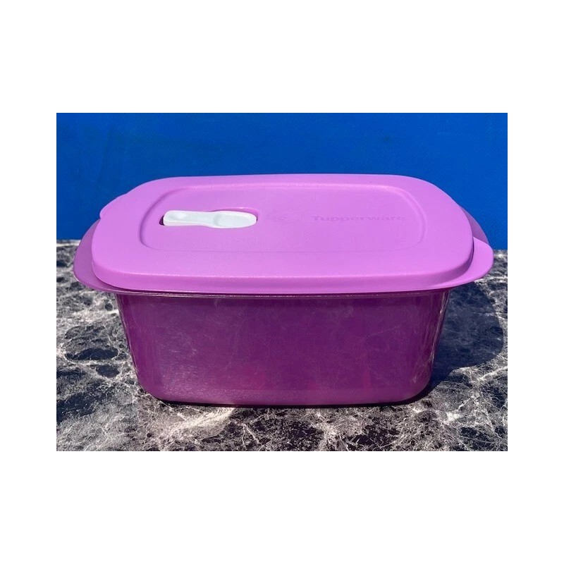 Tupperware Crystalwave Container 7cup / 1.7L Rectangular MicroFlash Mulberry New