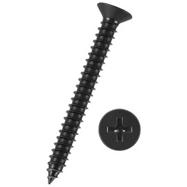 Kozelo 50pcs Phillips Flat Head Wood Screws - [#12x2"] 304 Stainless Steel Countersunk Self Tapping Screws for Furniture Assembly, Interior Trim, Outdoor Construction, Black