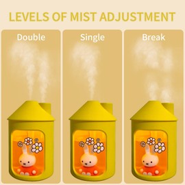 Mipow x miffy BTA700M Cool Mist Humidifier for Bedroom,Ultrasonic Quiet Humidifier with Night Light,450ML Double Spray Humidifier for Nursery,Office Indoor Plants (Yellow)