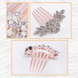 Bridal Bride Hair Accessories, Flower Alloy Leaf Hair Pin Wedding Hair Piece Pins for Women, Mother of Bride Handmade Comb, Multicolored Hair Accessories for Wedding and Party