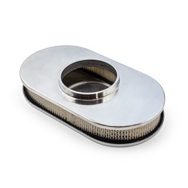 Speedmaster PCE104.1010.01 15" x 2" Oval Plain Polished Aluminum Air Cleaner Kit