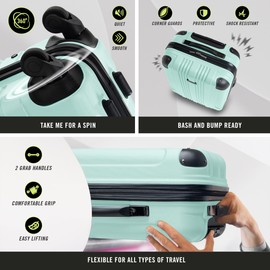 Kenneth Cole REACTION Out of Bounds Lightweight Hardshell 4-Wheel Spinner Luggage, Mint Blue, 2-Piece Set (20" & 28")