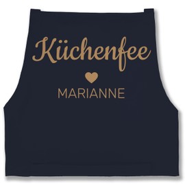 Geschenk mit Namen personalisiert by Shirtracer - Apron - Cooking Apron Women - Kitchen Fairy with Name I Gift Chef I Gift Cooking, 05 Navy Blue