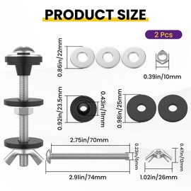 SATUY 2 Pcs Universal Toilet Tank to Bowl Bolts Kit, Heavy Duty Stainless Steel Toilet Tank Bolts with Stainless and Rubber Washers Gasket for Toilet Mounting and Repair