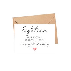 AcevedoDesign 18Th Anniversary Gretting Card - For Husband - Wife - Eighteen Year Down - Forever To Go - Happy Anniversary For Boyfriend Girlfriend - 18Th Valentines Day