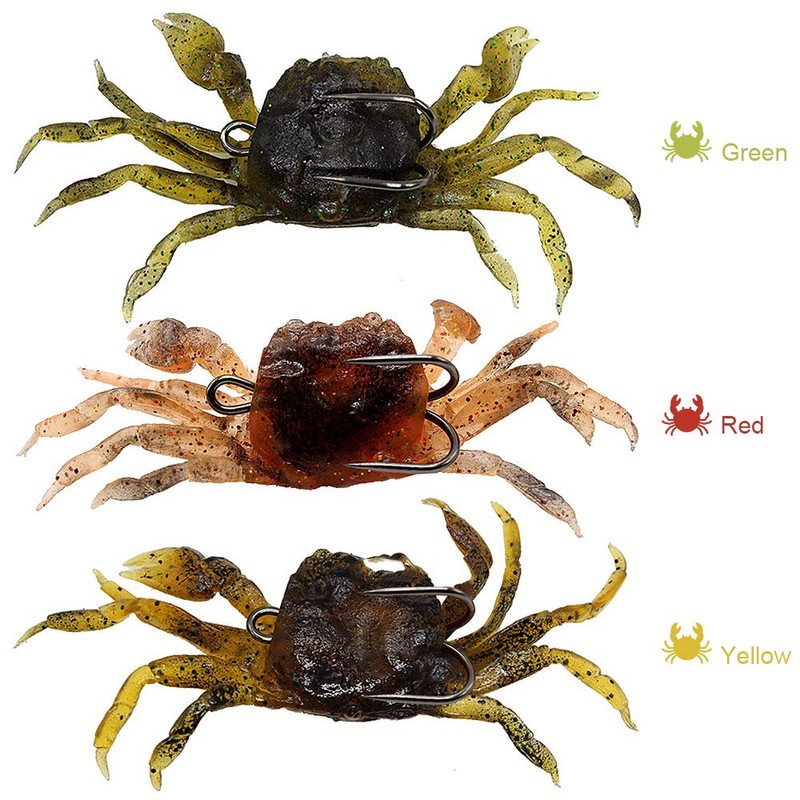 XECRDP 3 PCS 10cm 30g Soft Fishing Lures Crab Artificial