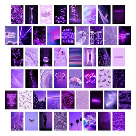 WDAOcheng 50 Pcs Wall Collage Kit Wall Collage Purple Aesthetic Picture Photo Collection Collage Pictures for Bedroom (Purple)