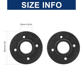 NearMoon Industrial Pipe Floor Flange, Heavy Duty Malleable Iron Pipe Fittings, Black Wall Mounted Vintage DIY Threaded Flange(2 Pack, 1 Inch)