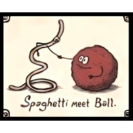 "Handmade" Spaghetti Ball meatball humor food pasta friend greet hello shake MAGNET