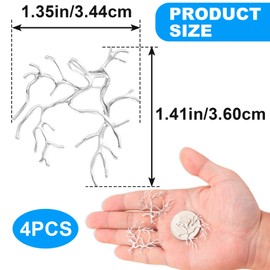 STSTR 4Pcs Branch Shape Blanks, 1.35" x 1.41" Silver Brass Setting for Jewelry Making, DIY Tray Bezel Claw Accessories for Necklace, Earrings, Pendant