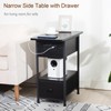 AMHANCIBLE Narrow Side Table with Charging Station, Flip Top End