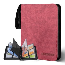 Tacrenixum 400 Pockets Card Holder Album with 50 Removable Sleeves for，Pokemon Card Collection Binder, Yugioh Cards Binder, MTG Binder (red, 4)