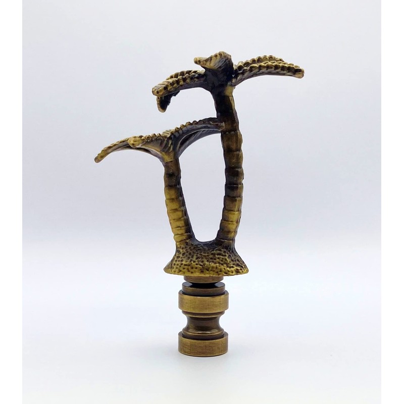 Lamp Finial-Coconut Palm Tree-Antique Brass Finish, Highly Detailed Metal Casting