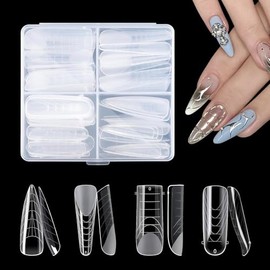 96Piezas Moldes de Uñas, 4 Estilos Extensión de Poli Gel Dual Uñas Forma gel UV Herramientas de Manicura de Extensión de Uñas Profesional