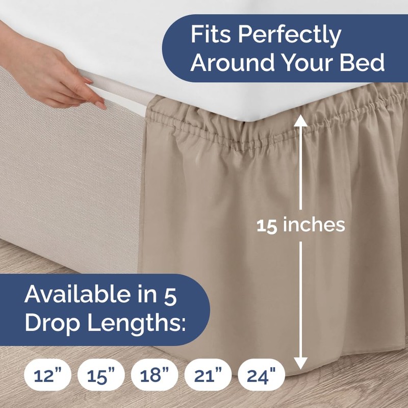 Wrap Around Dust Ruffle Bed Skirt - Cream - for