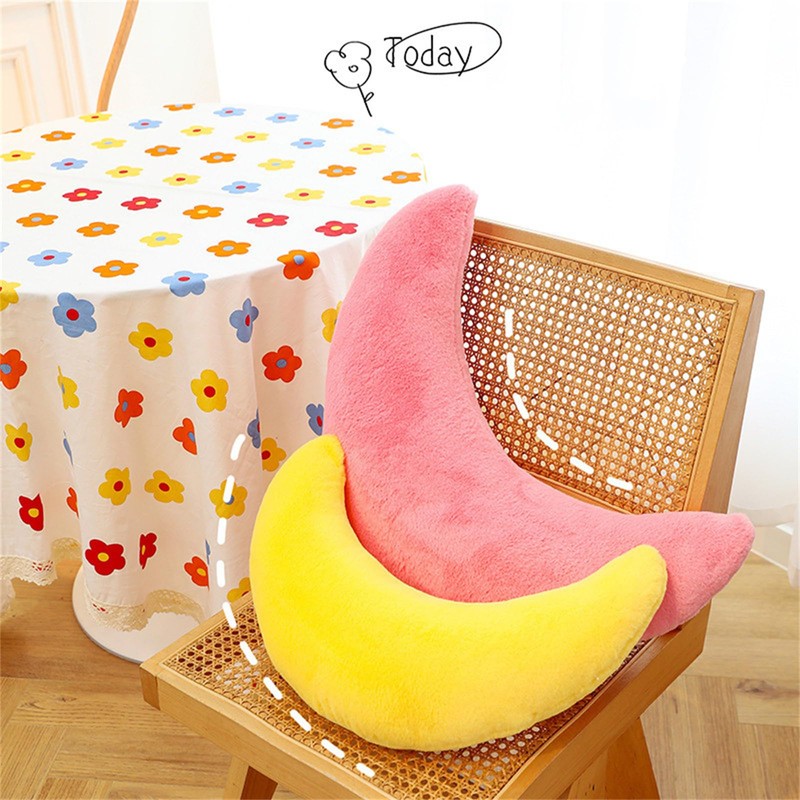 Herfair Cuddly Cushion Children's Moon Cushion Soft Fluffy Moon Shape