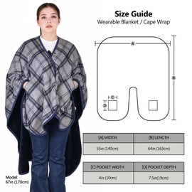 forestfish Wearable Blanket Poncho With Pockets And Buttons, Flannel Shawl Wrap Blanket For Women Soft And Warm