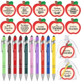 Kosiz 30 Sets Teacher Appreciation notes and Pen Set Apple Shaped notes Gift Set Teacher notes for Teacher School Study Supplies Classroom Daily Graduation Back to School Gift