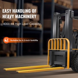 Happybuy Pallet Fork Extensions, 1 Pair, 72" L x 4.5" W, Heavy-Duty Carbon Steel, Yellow, for Industrial Forklift Trucks, Enhance Your Cargo Handling