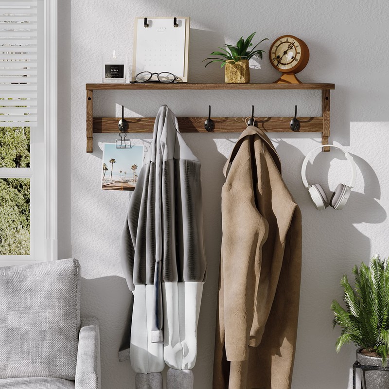AMBIRD Coat Rack Wall Mount with Shelf, 28.9 Inches Coat